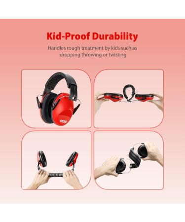 Dr.meter Children Ear Defenders SNR 27dB - Red Protective Earmuffs for Kids | Noise Blocking Ear muffs for Sleeping, Studying - Adjustable Headband - Buy Online on GoSupps.com