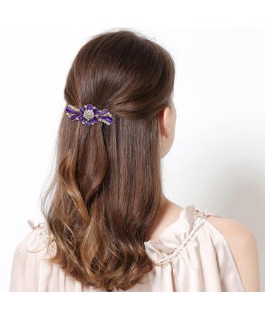 4pcs Vintage Flower Design Glitter Rhinestone Hair Clips - Elegant Metal Hair Accessories for All Occasions - Buy Online on GoSupps.com