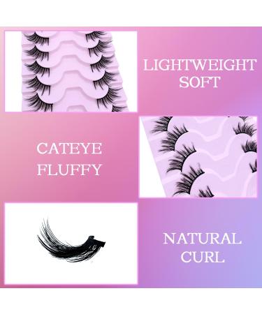 Buy Half Lashes Natural Look Cat Eye - 16mm Wispy Thin Band Manga Lashes | 10 Pairs of False Eyelashes for a Stunning Cateye Look - Buy Online on GoSupps.com