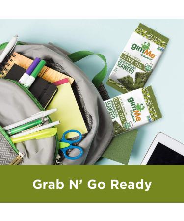 gimMe Organic Roasted Seaweed Sheets - Extra Virgin Olive Oil - Keto, Vegan, Gluten-Free Snack - 12 Packs - Buy Online on GoSupps.com