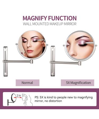Nicesail 8 Inch Double-Sided Shower Shaving Mirror with 5X Magnification - Brush Nickel Finish - Buy Online on GoSupps.com
