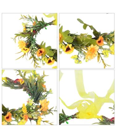 Minkissy Green Leaf Flower Crown | Sunflower Headband & Boho Hair Wreath for Weddings Festivals & Beach Parties - Fashion Hair Jewelry - Buy Online on GoSupps.com