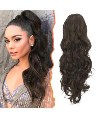 BARSDAR Claw Clip Ponytail Extension Long Curly Wavy Ponytail Hair Extensions Synthetic Blonde Brown Clip in Hairpiece for Women Daily Use Party(20'' Chestnut Mix Chocolate Brown Evenly) 20 Inch (Pack of 1) Chestnut Mix Chocolate Brown Evenly