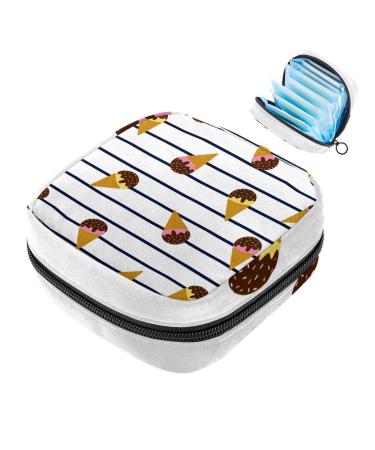 Summer ice cream marine strip storage bag menstrual pad bag portable menstrual cup bag with zip for teenagers girls women women