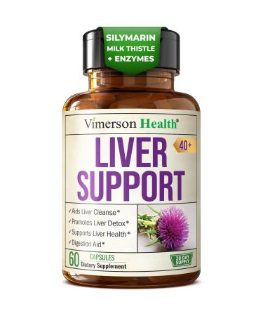 Liver Support with Artichoke Extract Enzymes Silymarin 50% Milk Thistle Dandelion Root Lipase & Protease Solarplast Antioxidants Supports Detox Digestion & Energy. 60 Capsules 20 Day Supply 60 Count (Pack of 1)
