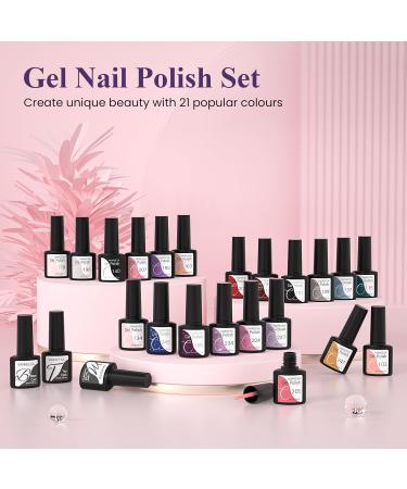 VANREESA 24 PCS Gel Nail Polish Pink Nude Purple Blue Gel Nail Polish Set Spring Summer Gel Polish Kit Soak Off U V Gel Nail Polish Set with Base Top Coat Nail Art Set Gifts for Women Brilliant Starry Sky - Buy Online on GoSupps.com