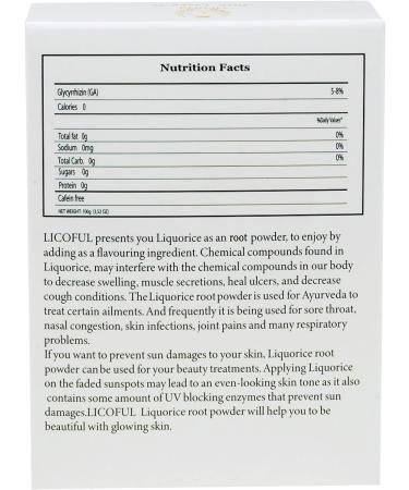 LICOFUL Licorice Root Powder 100g - Non GMO - Skin Brightening - Peeled Liquorice Powder - Buy Online on GoSupps.com