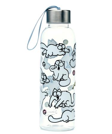 Puckator BOT165 Simon's Cat 2021 Reusable Unbreakable Plastic Water Bottle with Metal Lid 500ML