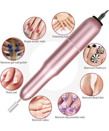Professional Electric Nail Files Nail Drill Set - 20000 RPM Adjustable Speed Portable Manicure Pedicure Kit for Acrylic Gel Nails - Includes Nail Drill Bits and Sanding Bands - Pink - Buy Online on GoSupps.com