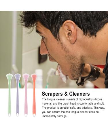 Silicone Tongue Brush | Dental Tongue Scraping Tool for Fresh Breath - Soft Safe 4-Part Cleaner for Adults | Aznever - Buy Online on GoSupps.com