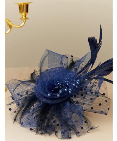 Artideco Dark Blue Fascinator Hat for Women | Cocktail Party & Tea Party Accessories | Perfect Hairpiece for Events - Buy Online on GoSupps.com