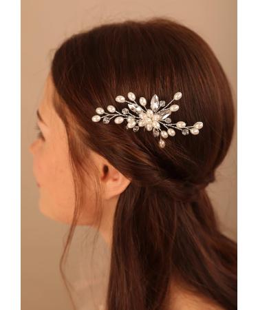 Deniferymakeup 1pc Pearl Rose Gold Hair Pins Boho Hair Piece Set Special Occasion Vintage Hair Accessories for Wedding Brides Women and Girls (Silver) - Buy Online on GoSupps.com