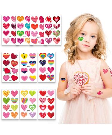 80 Pieces Heart Tattoo Assorted Heart Tattoos Valentines Day Red Temporary Tattoo Waterproof Temp Tattoos Hearts Love Fake Tattoos Valentine Tattoo for Kids Valentines Decal Tattoo Stickers for Women heart_10pcs