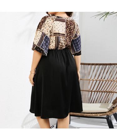 Iuhan Blue Summer Dress for Women | Plus Size Aline Sundress with Short Sleeve | High Waist Midi Swing Dress for Bridesmaids and Parties | 5X-Large Size - Buy Online on GoSupps.com