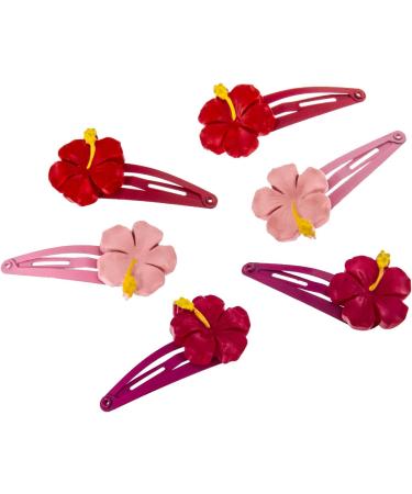 Hair Clip Set for Girls - 6 Orchid Flower Hairpins in Pink & Red with Storage Box - Perfect Gift! - Buy Online on GoSupps.com