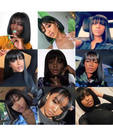 Brazilian Straight Bob Wig with Bangs - 100% Remy Human Hair, Glueless for Black Women - Buy Online on GoSupps.com