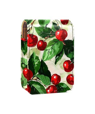 Travel Lipstick Organizer Case Lipstick Case Portable Makeup Bag With Mirror Fruitwatercolor Cherry Q429g6mfii