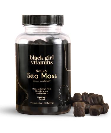 Black Girl Vitamins | Sea Moss Gummies - Irish SeaMoss with Bladderwrack & Burdock - 60 Count