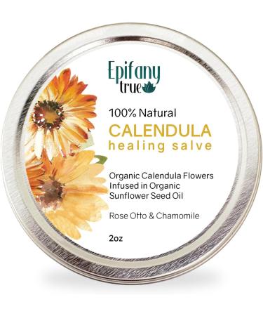 Epifany True 100% Natural Calendula Salve 2oz | Soothing Balm for Dry Skin, Eczema, Rashes, Bruises, Bug Bites | Organic Beeswax | Itch Relief - Buy Online on GoSupps.com