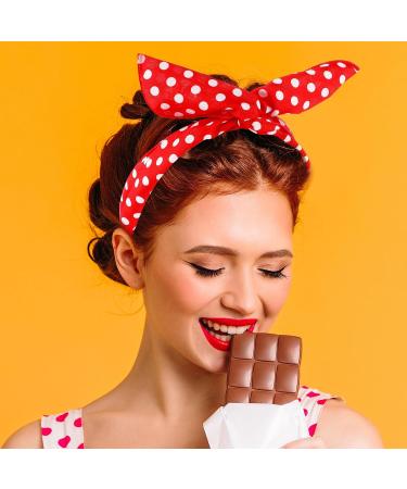 Prasacco 2 Pieces Polka Dot Headbands for Girls Women Retro Bandana Headbands Cute Polka Dots Bow Headwrap Hair Accessories for Women and Girls(Red+Black) - Buy Online on GoSupps.com