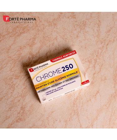 Fort Pharma - Chrome 250 - Maintien d'une glycemie normale - Compl ment alimentaire minceur - Chromium picolinate - Fringales Anti grignotage Contr le de l'app tit - 2x60 comprim s 2/jour - Buy Online on GoSupps.com