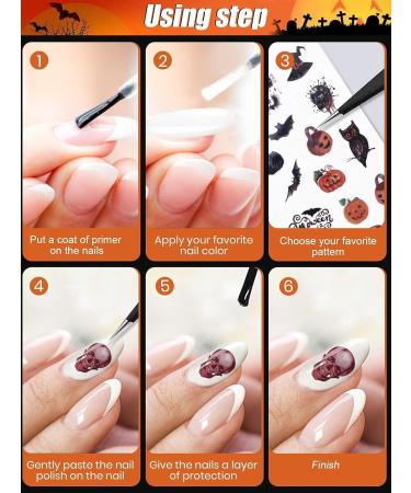 Kalolary Halloween Nail Art Stickers Decals 12 Sheets Self-Adhesive DIY Nail Art Strips Various Patterns Pumpkin Bat Ghost Skull Skeleton Nail Decoration for Girls Women Halloween Party - Buy Online on GoSupps.com