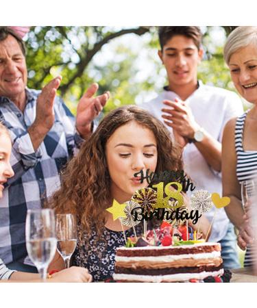 24pcs Black Gold Cake Decoration Set 18 Birthday Decoration Cake Top Hat Happy Birthday Cake Plug-in Black Gold Birthday Party Flag - Buy Online on GoSupps.com
