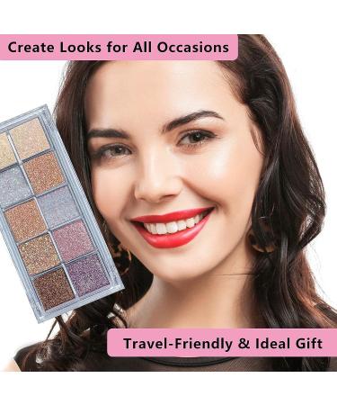 Metiplou 10-Color Eyeshadow Palette - Matte, Shimmer, Glitter Shades - Waterproof & High Pigment - Neutral Eye Makeup Palette (07) - Buy Online on GoSupps.com