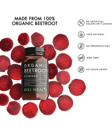 KIKI HEALTH Organic Beetroot Powder | 100% Pure Sustainably Sourced from EU Gluten-Free & GMO-Free | Natural Vitality for Smoothies Baking & Porridge | Perfect for Vegans & Vegetarians - 200g - Buy Online on GoSupps.com
