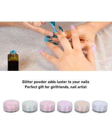 Nail Glitter Powder Elegant 6 Colors Exquisite Compact Nail Powder Stylish Delicate for Nail Salon for Party Dating - Buy Online on GoSupps.com