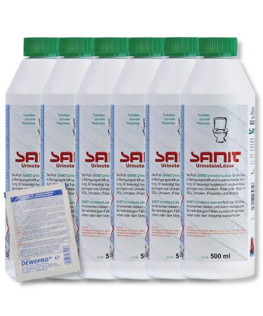 Dewro Set: Sanit Urinsteinl ser 3031-6 bottles of 500ml - the professional toilet cleaner extra strong - limestone - highest cleaner including 1 St. Dewepro single scrubs 500 ml (6 Pack)
