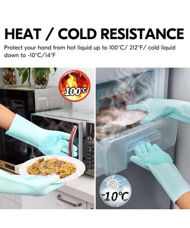 VGO Dishwasher Cleaning Sponge Gloves - Reusable Silicone Scrubber Heat-Resistant 1 Pair (Pink+Blue) - Si2142 - Buy Online on GoSupps.com