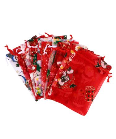 ULTECHNOVO 36pcs Christmas Cheesy Bag Gift Bag Organizer Gift Bag Storage Organizer Clear Candy Bags Christmas Organza Pouch Christmas Drawstring Bag Christmas Printed Present Bag Candy Pouch 1 count (Pack of 1) As Shown