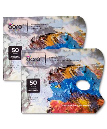 Disposable Palette Paper Pad for Oil, Acrylics, Watercolors, Gouache | 50 Sheets, 9 x 12 Inch 80GSM Bleed-Proof White Paint Mixing Sheets are A Must Have for Beginner & Professional Artists | 2 Pack
