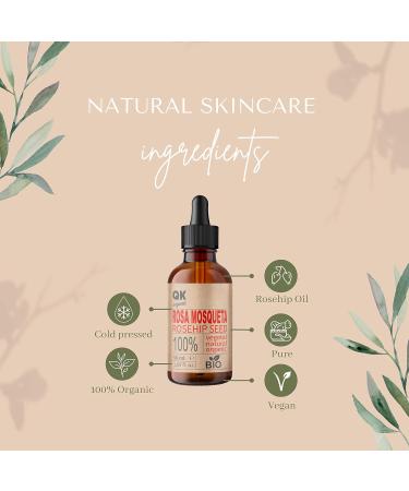 Organic Rosehip Oil 50ml - 100% Pure Vegan - Cold-Pressed for Scars Stretch Marks & Anti-Aging - Buy Online on GoSupps.com