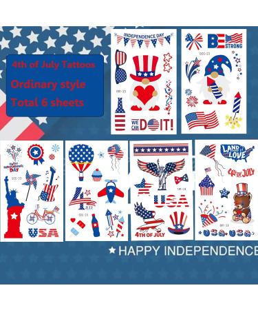 Ooopsiun 4th of July Temporary Tattoos - Patriotic American Flag Independence Day Tattoos (11 Sheets) - Buy Online on GoSupps.com