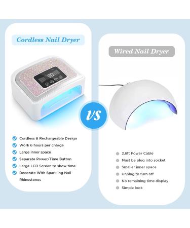 Aedavey Cordless Gel Nail Light 120W Nail Dryer for All Gel Nails LED Nail Lamp with 4 Timer Modes - Professional Curing - Auto Sensor - LCD Screen Portable Gel Light for Nails for Home & Salon (Sparkly Silver Diamond) - Buy Online on GoSupps.com
