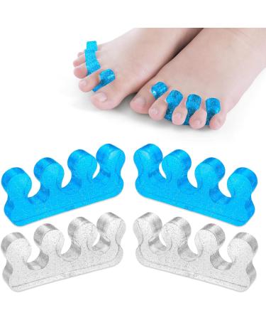 Sibba 4 Pcs Gel Toe Separator Set for Pedicure and Nail Art - 2 Pairs (1 Transparent, 1 Blue) - Washable and Reusable Toe Separators for Men and Women - Buy Online on GoSupps.com