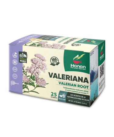 Hanan Peruvian Secrets Valeriana Herbal Tea | 100% Natural Valerian Root | 25 Tea Bags | Naturally Aids in Relieving Occasional Stress Tension | Safely Promotes Sleep and Relaxation - 6 Pack