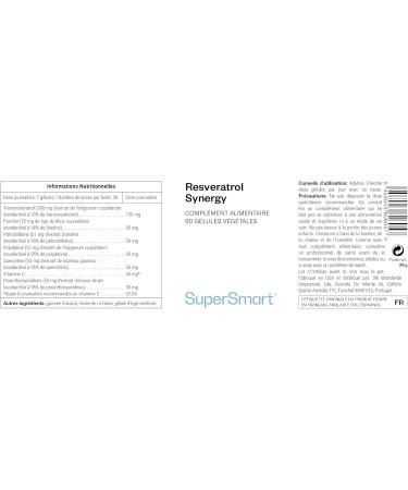 Resveratrol Synergy - Potent Natural Antioxidants | Fisetine Pterostilbene Quercetin Polydatin | Supports Oxidative Stress Relief | Gluten-Free by Supersmart - Buy Online on GoSupps.com