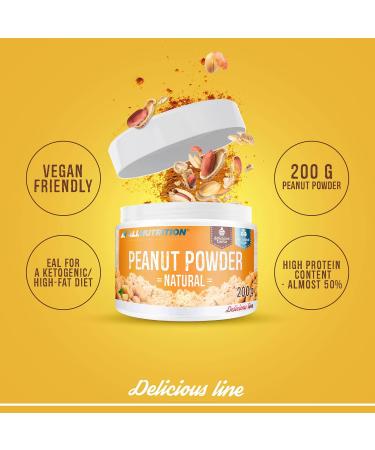 ALLNUTRITION Sugar Free Peanut Powder - Low Fat Peanut Butter - No Sugar Peanut Cream with 50% Protein - Low Calorie Sweets - No Palm Oil - Vegan and Keto Friendly - 200g Natural - Buy Online on GoSupps.com