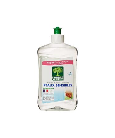 L'Arbre Vert Ecological Washing Up Liquid for Sensitive Skin Hypoallergenic Fragrance Free 500 ml Bottle