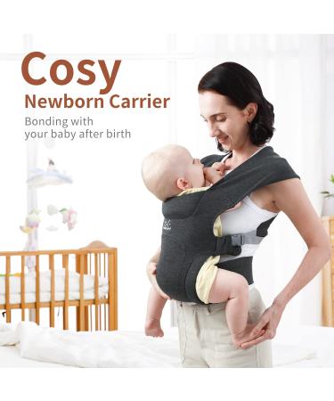 MOMTORY Newborn Baby Carrier | Cozy Wrap with Hook&Loop | Adjustable & Soft Fabric | Deep Grey - Buy Online on GoSupps.com