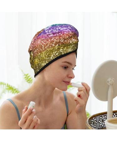 Glitter Rainbow Hair Towel Wrap - Quick Drying Turban for Effortless Hair Drying | International Shipping Available - Buy Online on GoSupps.com