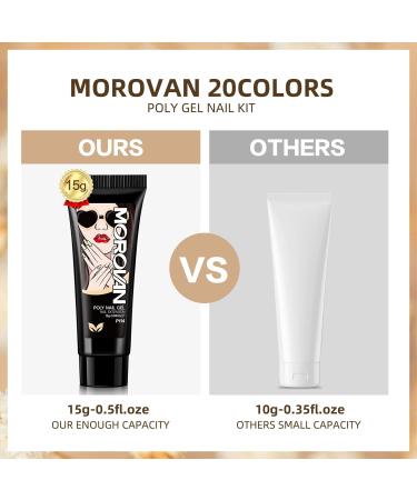 Morovan Poly Gel Kits - 20 Colors Poly Gel Nail Kit for DIY Nail Extension and Art Nails - Manicure Kit for Beginners with Nail Gel Builder - 20PCS Poly Gel Color Packs - Buy Online on GoSupps.com