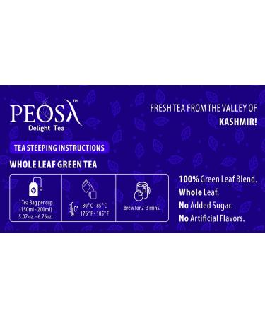Peosa Delight Tea - Kashmiri Almond Kahwa Whole Leaf Green Tea with Saffron, Almond, Cardamom, Rose Petal - 40 Tea Bags - 3.52 Oz Box - Buy Online on GoSupps.com
