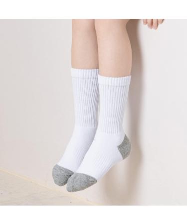 EPEIUS Kids Cushioned Crew Socks 6 Pack | Thick Cotton Athletic Socks for Boys/Girls 4-14 Years | White - Buy Online on GoSupps.com