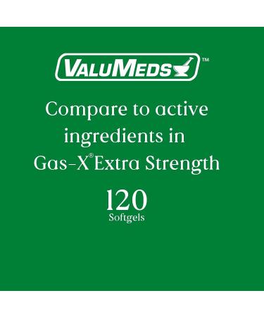 ValuMeds Extra Strength Gas Relief Softgels - 120 Count | Relieve Pressure, Bloating & Discomfort | Maximum Strength Anti Gas Pills - Comparable to Gas-X - Buy Online on GoSupps.com