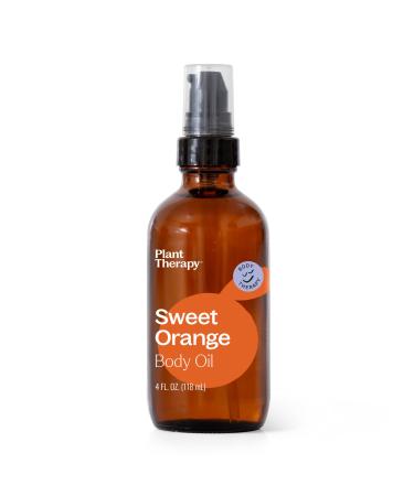Plant Therapy Sweet Orange Body Oil 4 oz Uplifting & Mood-Boosting Scent Made with only Two All-Natural Ingredients Hydrates & Nourishes Skin