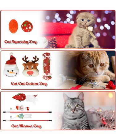JETEHO Christmas Cat Stocking Toys 10 Pcs Set with Interactive Wand - Catnip, Feather Mice - Holiday Variety Pack for Kitty Kitten - Christmas Hanging Stocking for Pet Cats - Buy Online on GoSupps.com